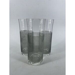 Thomas Crystal COLONNA Tumblers Tom Collins Glasses Set of 3 Black/Gray Stripes